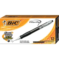 Pens|BIC Velocity Retractable Ballpoint Pens, Medium Point, Black Ink, Dozen (16264/VLG11)