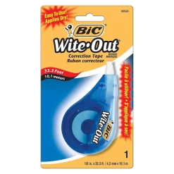 Correction & White-Out|BIC Wite-Out Correction Tape, White, Bulk (WOTAPP1CT)