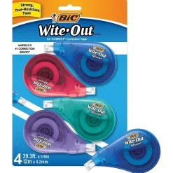 Correction & White-Out|BIC Wite-Out Correction Tape, White, 4/Pack (50589)