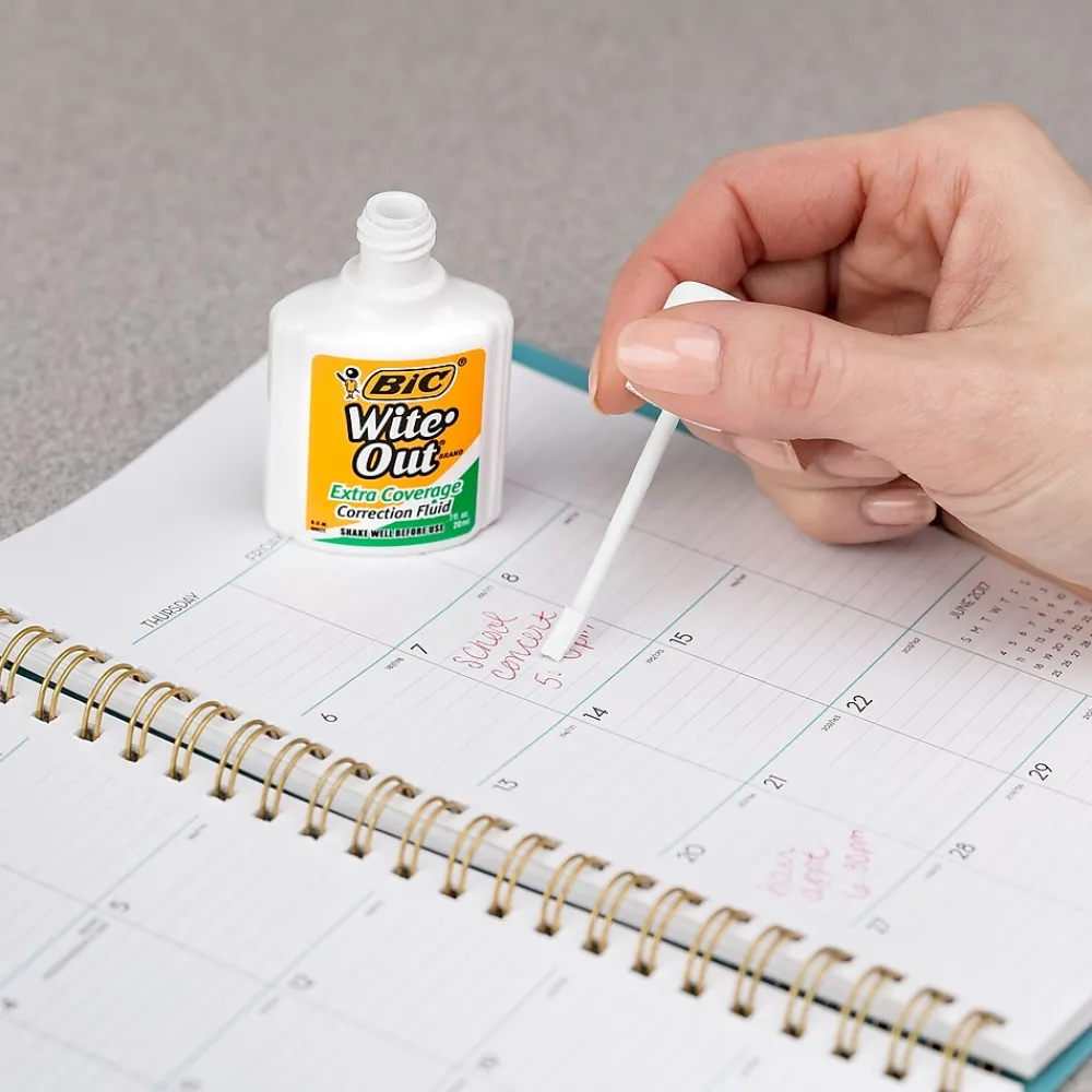 Correction & White-Out|BIC Wite-Out Extra Coverage Correction Fluid, 20 ml., White (50624/WOFEC12)