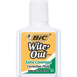 Correction & White-Out|BIC Wite-Out Extra Coverage Correction Fluid, 20 ml., White (50624/WOFEC12)