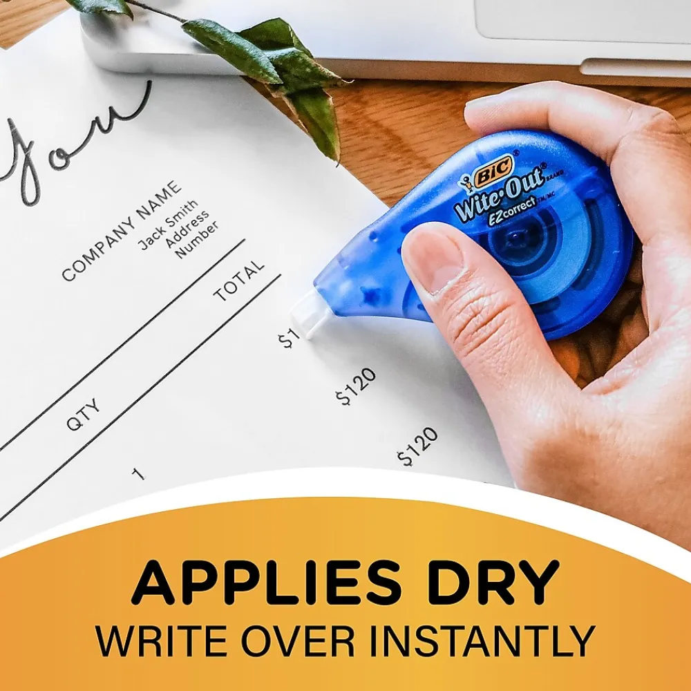 Correction & White-Out|BIC Wite-Out EZ Correct Correction Tape, White, Pack of 6 (WOTAPP11-6)