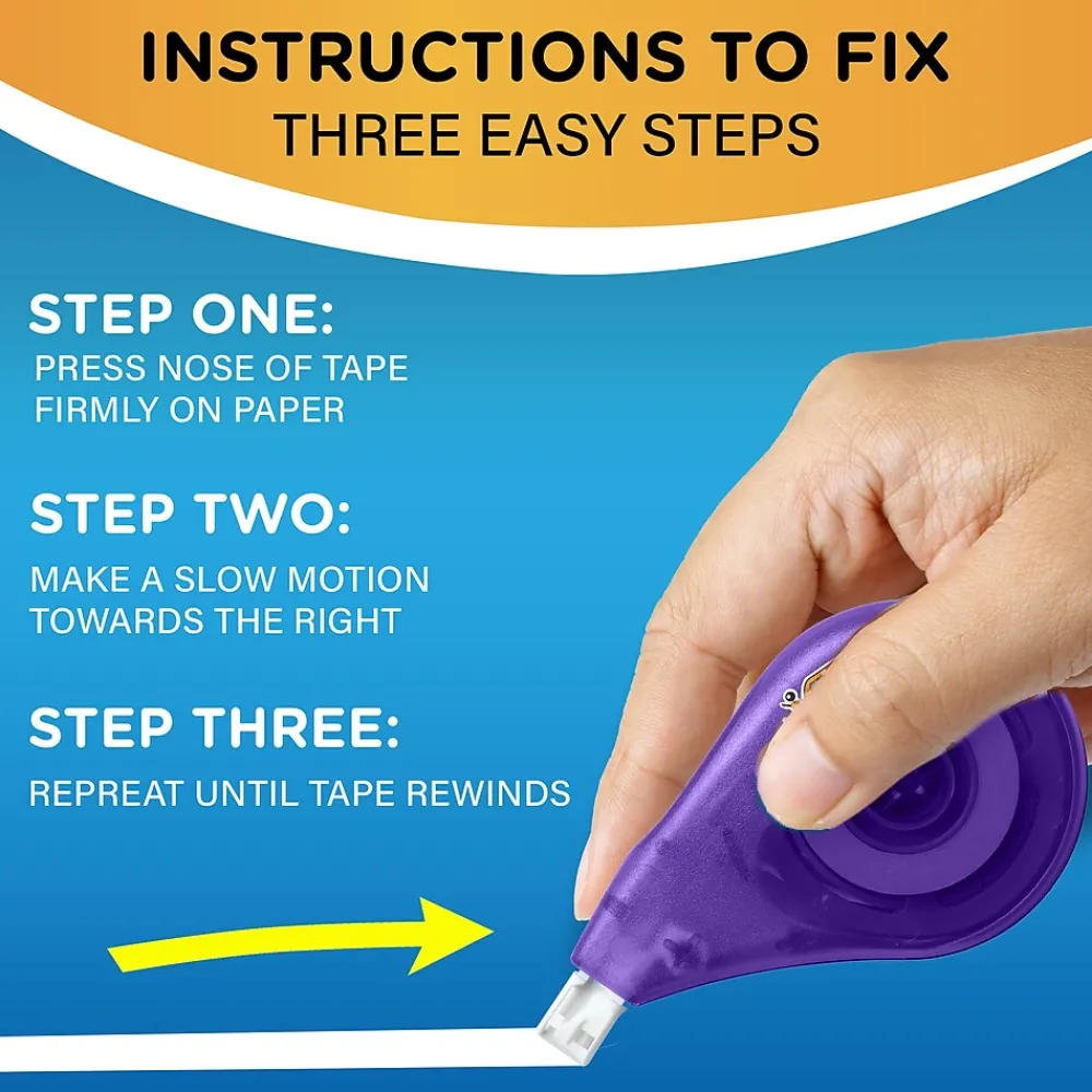 Correction & White-Out|BIC Wite-Out EZ Correct Correction Tape, White, Pack of 6 (WOTAPP11-6)