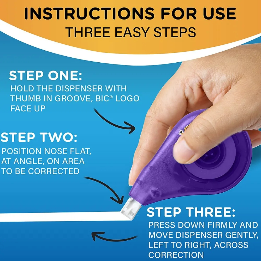 Correction & White-Out|BIC Wite-Out EZ Correct Correction Tape, White, 36/Carton (50592)