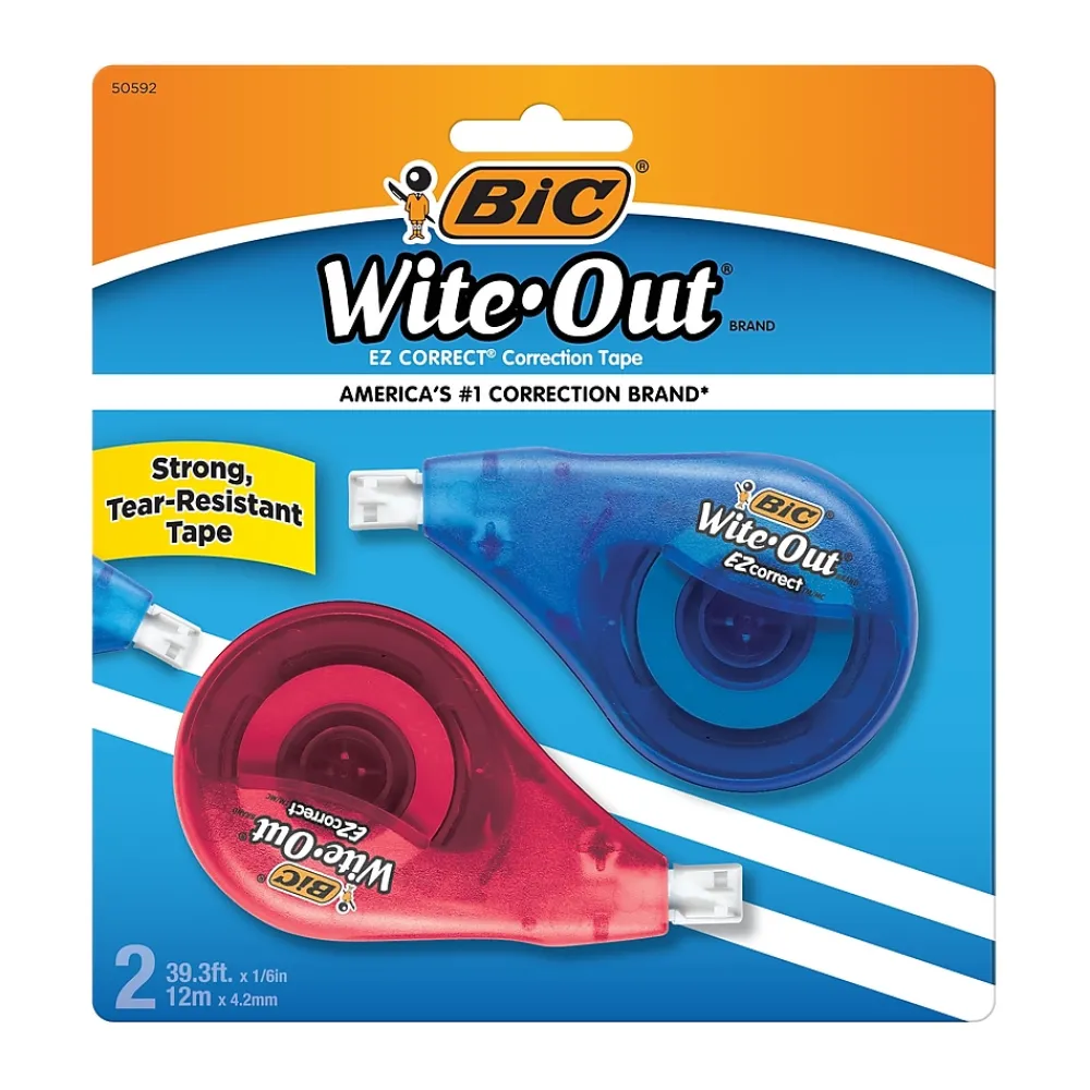 Correction & White-Out|BIC Wite-Out EZ Correct Correction Tape, White, 2/Pack (50592)