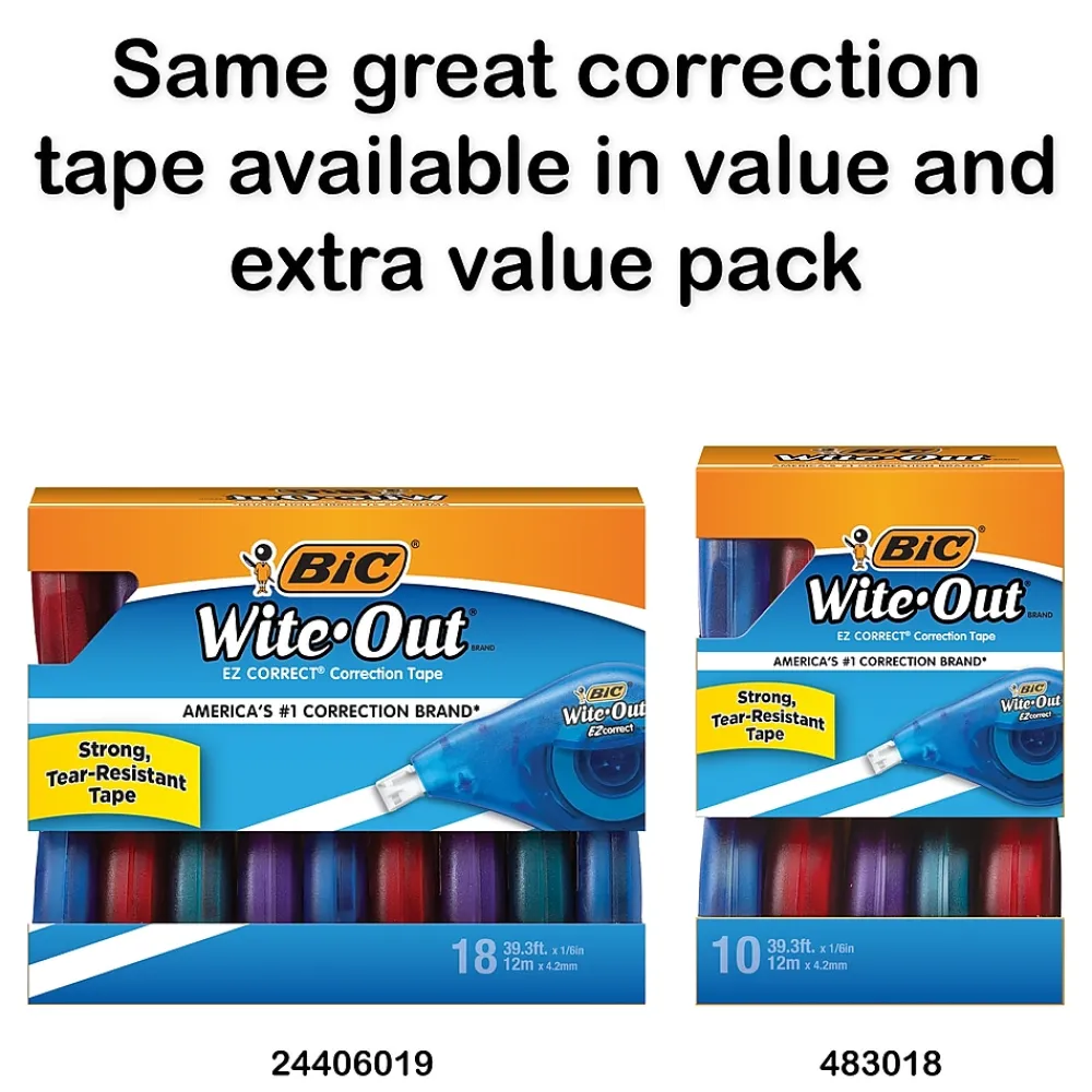 Correction & White-Out|BIC Wite-Out EZ Correct Correction Tape, White, 2/Pack (50592)