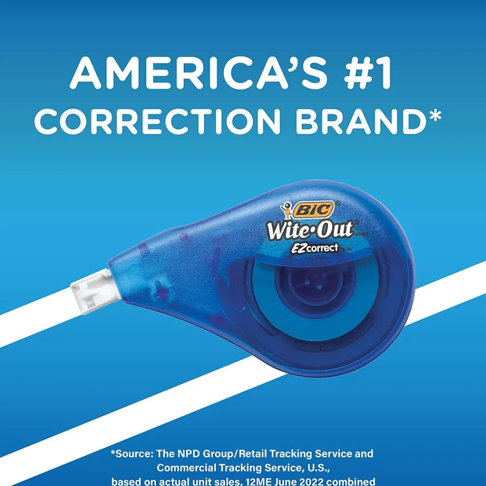 Correction & White-Out|BIC Wite-Out EZ Correct Correction Tape, White, 10/Pack (50790)