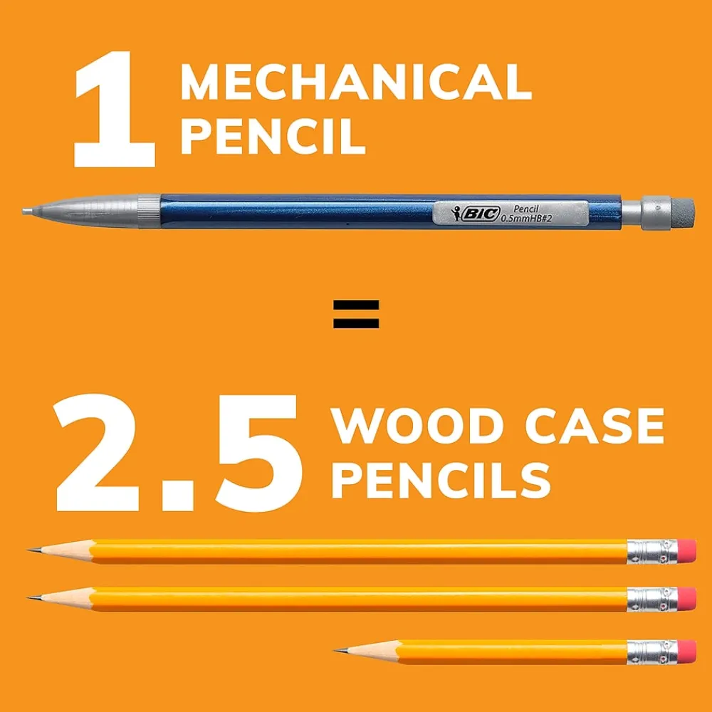 Pencils|BIC Xtra Precision Mechanical Pencils, 0.5mm, #2 Hard Lead, 24/Pack (MPLMFP241-BLK)
