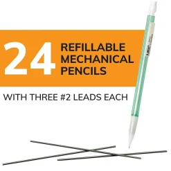 Pencils|BIC Xtra Sparkle Mechanical Pencils, 0.7mm, #2 Hard Lead, 24/Pack (MPLP241-BLK)