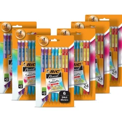 Pencils|BIC Xtra-Smooth Bright Edition Mechanical Pencils, 0.7mm, #2 Medium Lead, 24 Pencils/Blister, 6 Blisters/Pack (MPCE144E-BLK)