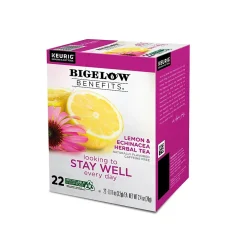 Bigelow Benefits Stay Well Lemon and Echinacea Herbal Tea Pods, 22/Pack (5000359645)