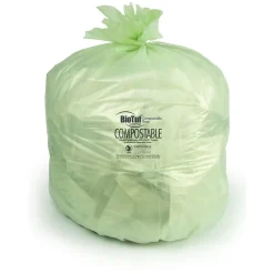 23 Gallon Industrial Trash Bag, 28" x 45", Low Density, 1 Mil, Light Green, 5 Rolls (Y5645YE R01)<BioTuf Outlet