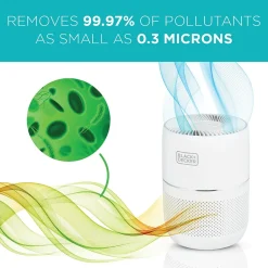 Black & Decker HEPA Tabletop Air Purifier, 3-Speed, White (BAPT01)
