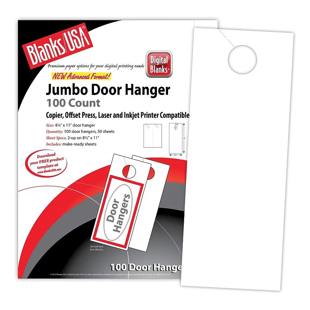 Business Cards*Blanke 90 lbs. Index Digital Index Cover Door Hanger, 4.25" x 11", White, 100/Pack (LDH205X9WH)