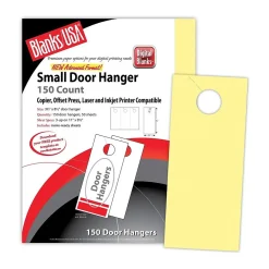 Business Cards*Blanke Blanks/USA® Digital Bristol Cover Door Hanger, 3.67" x 8 1/2", Canary Yellow, 50/Pack
