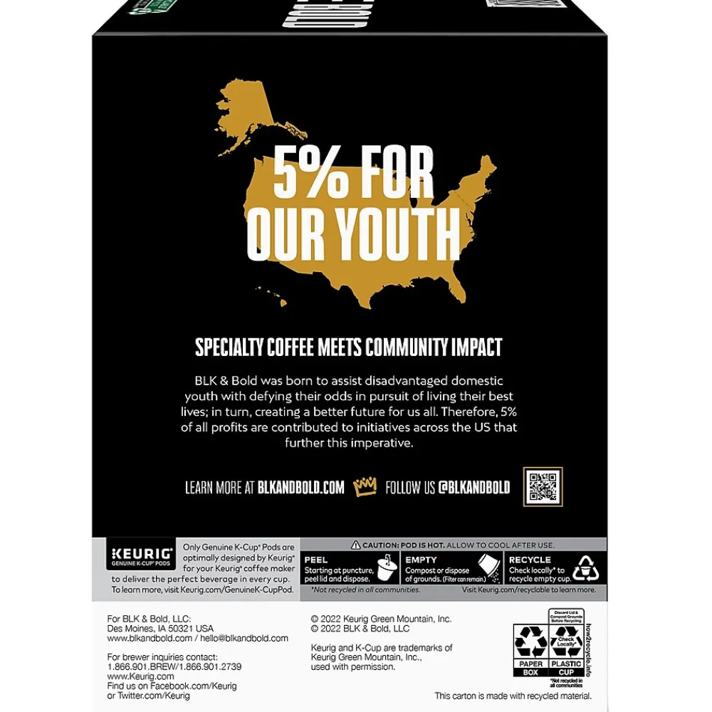 BLK & Bold Brighter Days Coffee Keurig K-Cup Pod, Light Roast, 20/Box (5000372406)