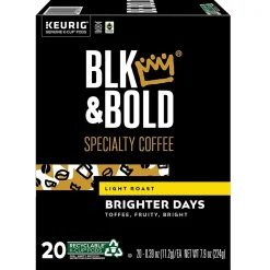 BLK & Bold Brighter Days Coffee Keurig K-Cup Pod, Light Roast, 80/Carton (5000372406CT)