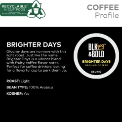 BLK & Bold Brighter Days Coffee Keurig K-Cup Pod, Light Roast, 80/Carton (5000372406CT)