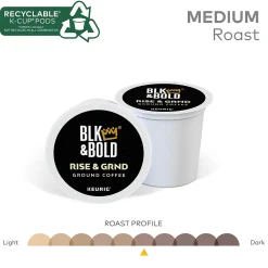 BLK & Bold Rise & GRND Coffee Keurig® K-Cup® Pods, Medium Roast, 80/Carton (OKB90055CT)