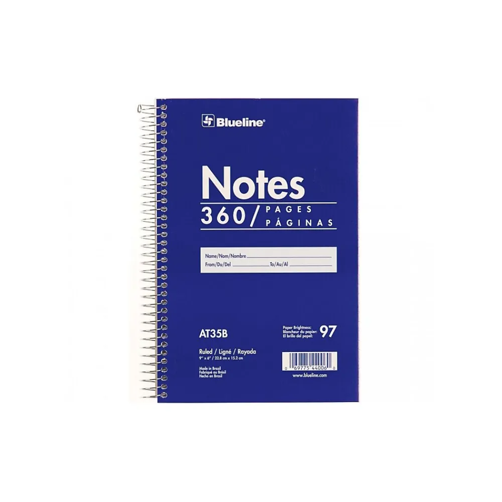 Notepads|Blueline Notes Steno Pad, 6" x 9", Ruled, Blue, 180 Sheets/Pad (AT35B)