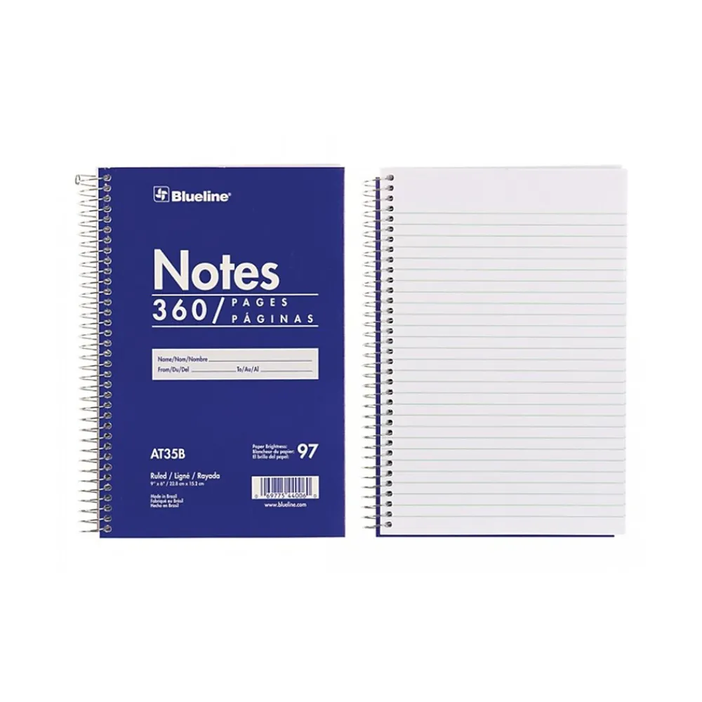 Notepads|Blueline Notes Steno Pad, 6" x 9", Ruled, Blue, 180 Sheets/Pad (AT35B)