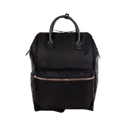 Black Genuine Leather Backpack/Tote Bag, Medium (BKP5029BS-BLACK)<Bond Street Outlet