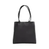 Black Vegan Leather Tote Bag, Medium (LBG5054BS-BLACK)<Bond Street
