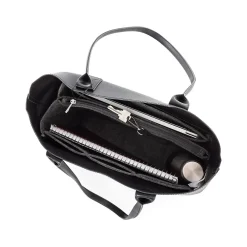 Black Vegan Leather Tote Bag, Medium (LBG5054BS-BLACK)<Bond Street