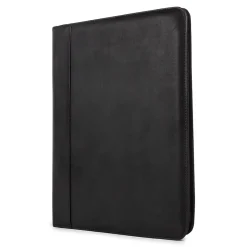 Faux Leather Padfolio with Zipper Closure, Black (WRC5043BS-Black)<Bond Street Outlet