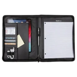 Faux Leather Padfolio with Zipper Closure, Gray (WRC1503BS-GREY)<Bond Street Discount