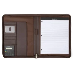 Faux Leather Padfolio with Zipper Closure, Brown (WRC5043BS-BROWN)<Bond Street Hot