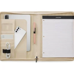 Polyester/Vegan Leather Writing Case with Zipper Closure, Taupe (WRC1503BS-TAUPE)<Bond Street New