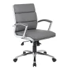 Office Chairs*Boss Office Products BOSS® Caresoft Plus Executive Series Mid Back Executive Chair with Metal Chrome Finish, Grey (B9476-GY)