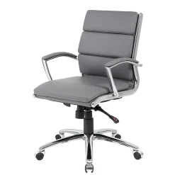 Office Chairs*Boss Office Products BOSS® Caresoft Plus Executive Series Mid Back Executive Chair with Metal Chrome Finish, Grey (B9476-GY)