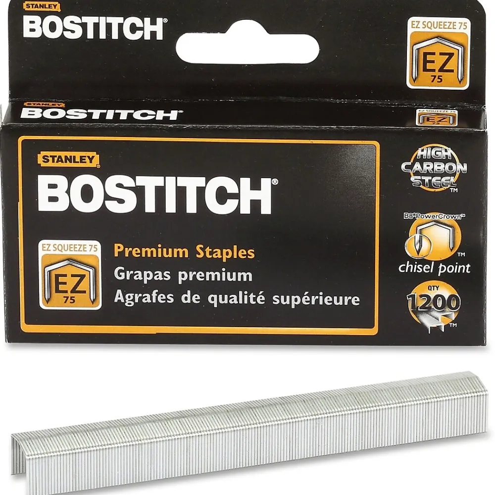 Staples|Bostitch B8 PowerCrown EZ Squeeze 75 Staples for B875 Staplers, 1,200/Box (STCR75XHC)