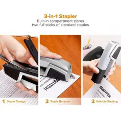 Staplers|Bostitch Epic Desktop Stapler, 25-Sheet Capacity, Staples Included, (B777R-SLV) Silver