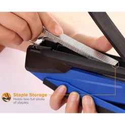 Staplers|Bostitch InPower Spring-Powered Desktop Stapler, 20-Sheet, Blue/Black (1122)