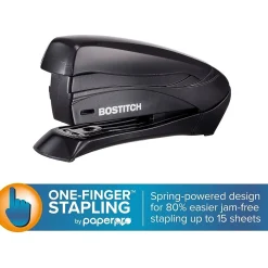 Staplers|Bostitch Inspire Handheld Stapler, 15-Sheet Capacity, Staples Included, Black (1491-BLK)