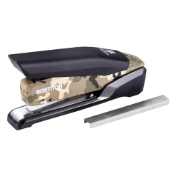 Staplers|Bostitch Wounded Warrior EZ Squeeze Desktop Stapler, 28-Sheet Capacity, Staples Included, Black/Camouflage (INP28-WW)