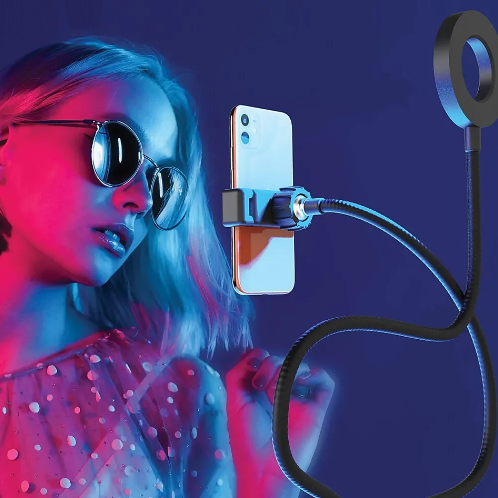 24" Flexible White and RGB Ring Light with Smartphone Holder (WA-RGBDSKRL)<Bower Discount