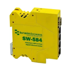 Clearance Brainboxes Industrial 4-Port Gigabit Ethernet Unmanaged Switch, Yellow (SW-584)