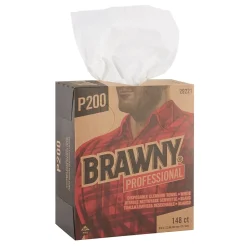 P200 Paper Cleaning Wipers, 12.5" x 8", White, 20/Carton (29221)<Brawny Clearance