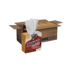 Professional Heavy Duty Durable Fibers Cleaning Wipers, 9.1", White, 100 Wipers/Box, 5/Carton (25070)<Brawny Sale