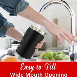 Brentwood Geojug Stainless Steel Double Walled Sports Water Jug, 40 oz., Black (G-1200BK)