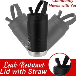 Brentwood Geojug Stainless Steel Double Walled Sports Water Jug, 40 oz., Black (G-1200BK)