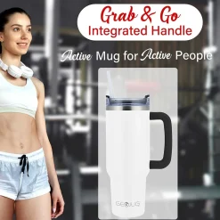 Geojug Stainless Steel Double Walled Tumbler Cup, 40 oz., Cream (CMB-1200CRM)<Brentwood Outlet