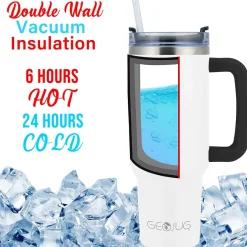 Geojug Stainless Steel Double Walled Tumbler Cup, 40 oz., Cream (CMB-1200CRM)<Brentwood Outlet