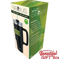 Geojug Stainless Steel Double Walled Tumbler Cup, 40 oz., Black (CMB-1200BK)<Brentwood