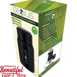 Geojug Stainless Steel Double Walled Food Jar with Bowl & Folding Spoon, 17 oz., Black (FTS-500BK)<Brentwood Sale