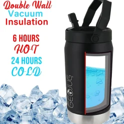 Geojug Stainless Steel Double Walled Sports Water Jug, 64 oz., Black (G-1900BK)<Brentwood Discount